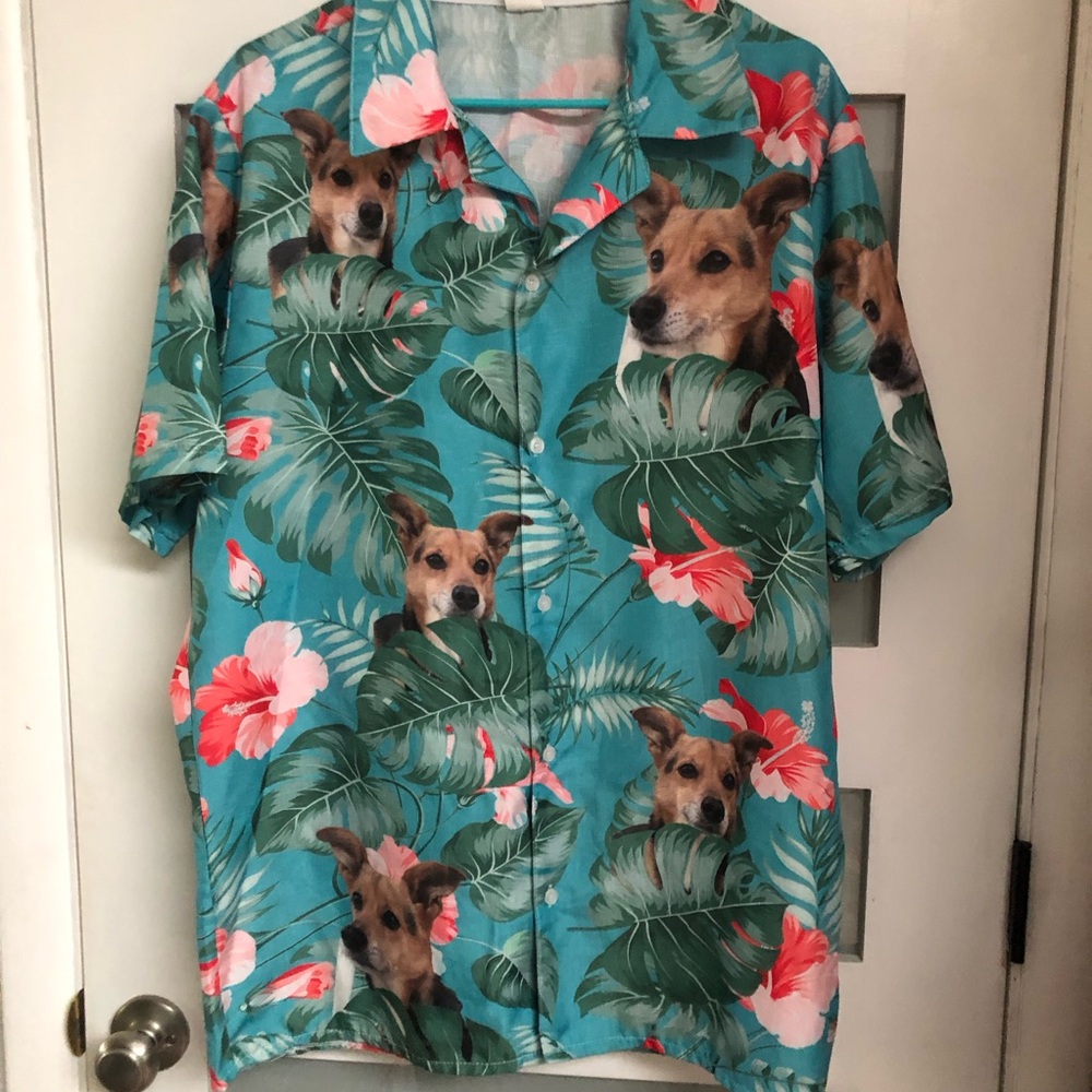 Tropical Dog Print Shirt in EUC